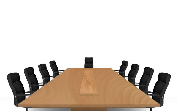 Wooden Conference Table Chairs White Background — Stock Vector