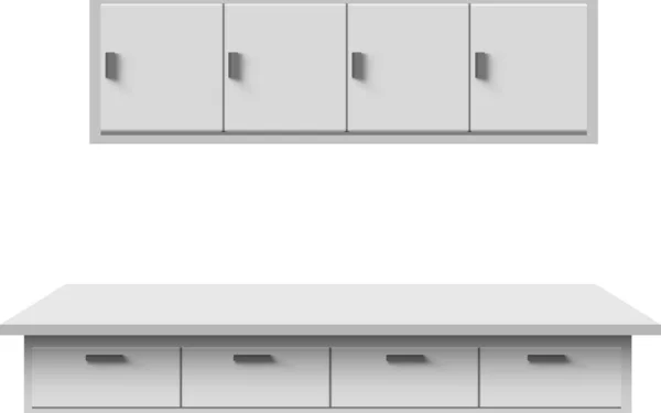 Hvidt Bord Hvidt Skab Den Hvide Kidchen – Stock-vektor