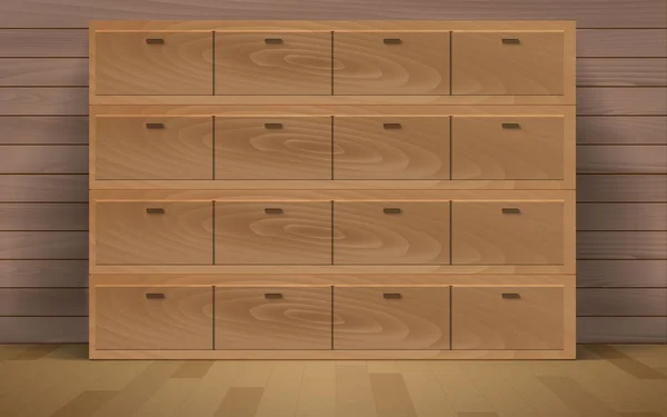 Houten Archiefkast Houten Vloer Kamer — Stockvector