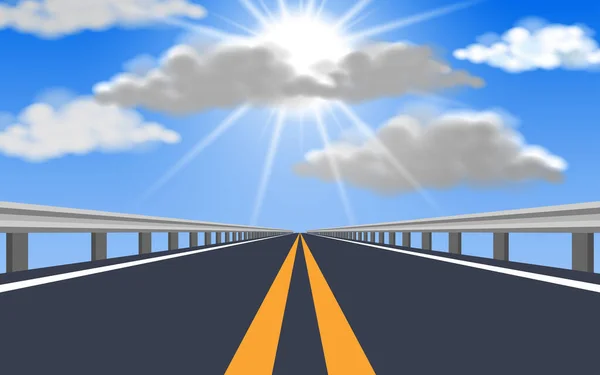 Paisaje Carretera Cielo Azul Tiempo Del Día — Vector de stock