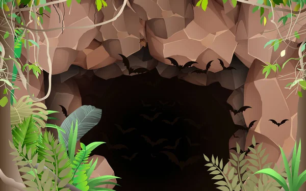 Paisaje Cueva Bosque — Archivo Imágenes Vectoriales