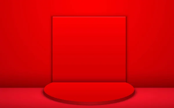  Kırmızı podyum ve spot ışıkları kırmızı odada.