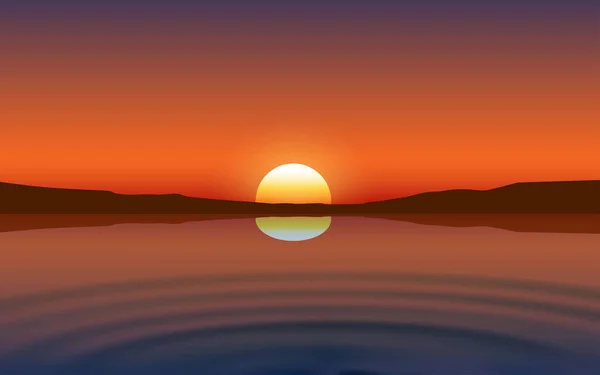 Пейзаж Річки Горі Заході Сонця — стоковий вектор