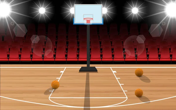 Salonda Ahşap Basketbol Sahası Var — Stok Vektör