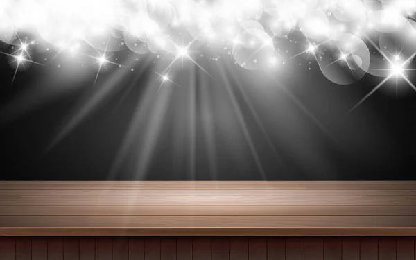 Tavolo Legno Con Luce Bianca Nella Sala Studio — Vettoriale Stock