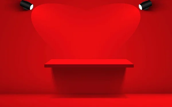 Κόκκινο Ράφι Και Προβολείς Στο Κόκκινο Δωμάτιο Στούντιο — Διανυσματικό Αρχείο