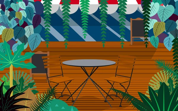 Table Chaise Bois Dans Café Restaurant Bois — Image vectorielle