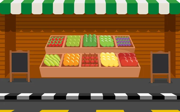 Viwe Mercado Frutas Vegetais Livre Rua Cidade —  Vetores de Stock
