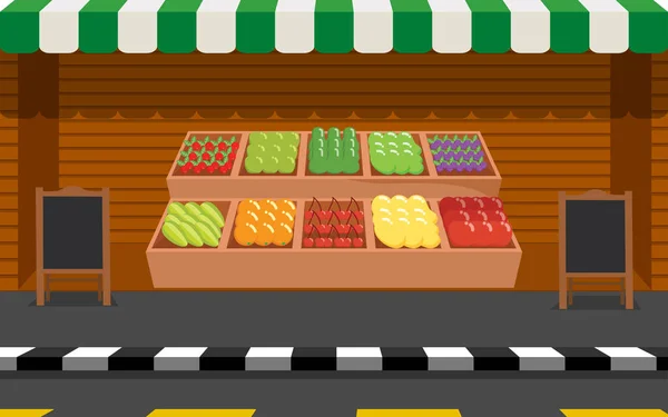 Viwe Mercado Frutas Verduras Aire Libre Calle Ciudad — Vector de stock