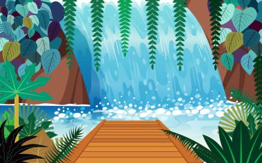 Ormandaki şelale manzarası