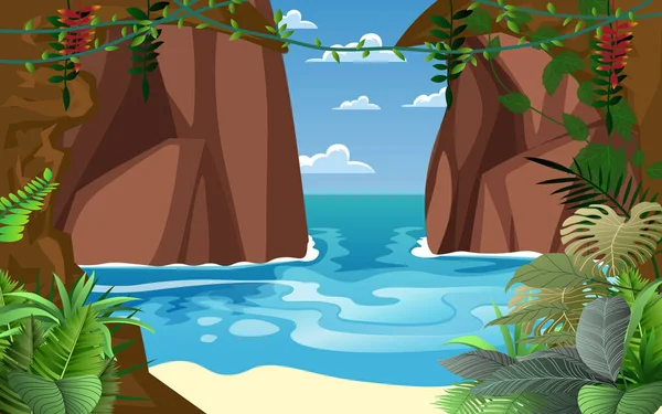 Paisaje Playa Isla Verano — Vector de stock