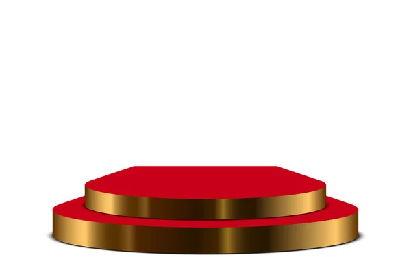 Pódio Ouro Tapete Vermelho Com Holofotes Sala Branca — Vetor de Stock