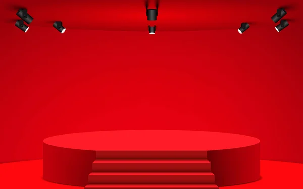 Escenario Rojo Con Proyector Sala Estudio — Archivo Imágenes Vectoriales