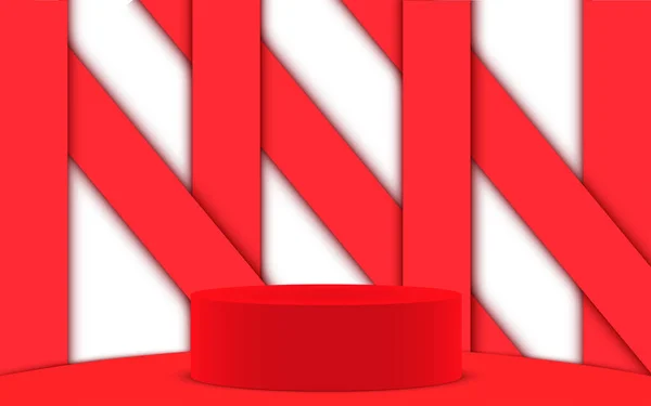 Rood Podium Met Rood Papier Textuur Achtergrond — Stockvector