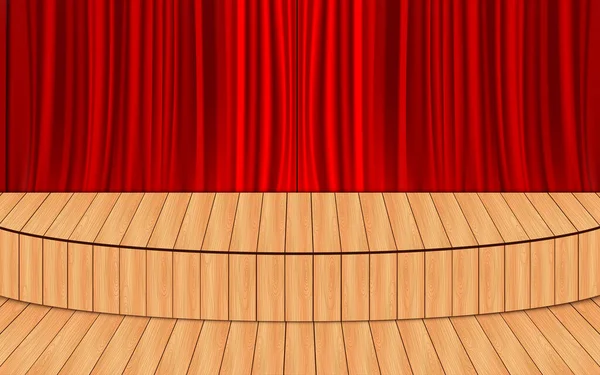 白色演播室里的木制舞台和聚光灯 — 图库矢量图片