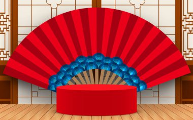 Pervaneli ve Çin duvarlı kırmızı podyum