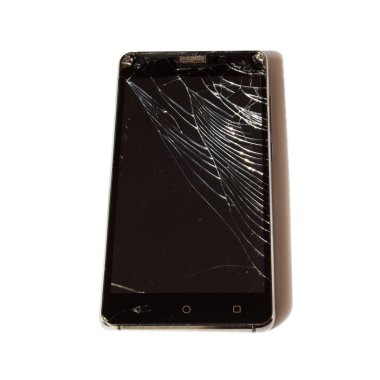 Kırık ekranlı siyah telefon