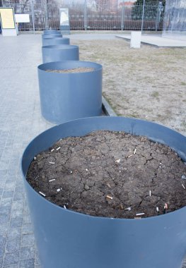 Çiçek yataklarında sigara izmaritleri