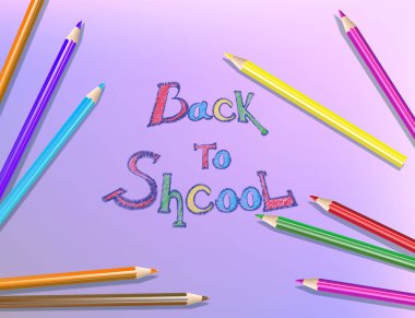 Metin çizim renkli kalemler ile okula dönüş