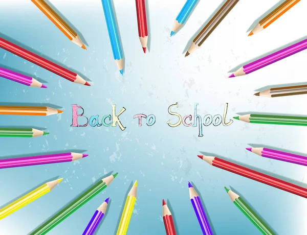 Volver a la escuela dibujo de texto con lápices de colores — Archivo Imágenes Vectoriales