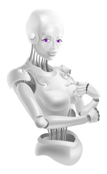 Hermosa mujer robot se encuentra en una pose elegante — Vector de stock