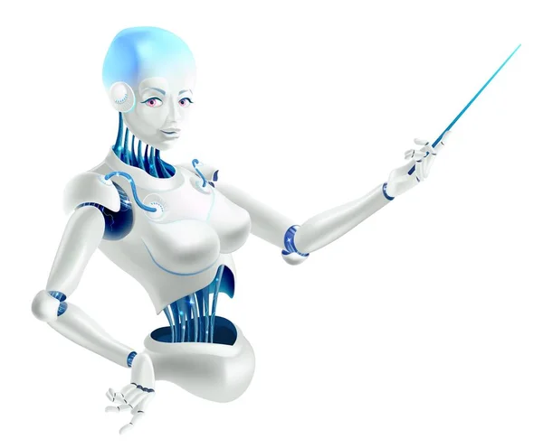 Illustratie van een robot docent of een cyborg leraar met een pointe — Stockvector