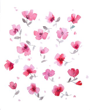 Suluboya çiçek deseni