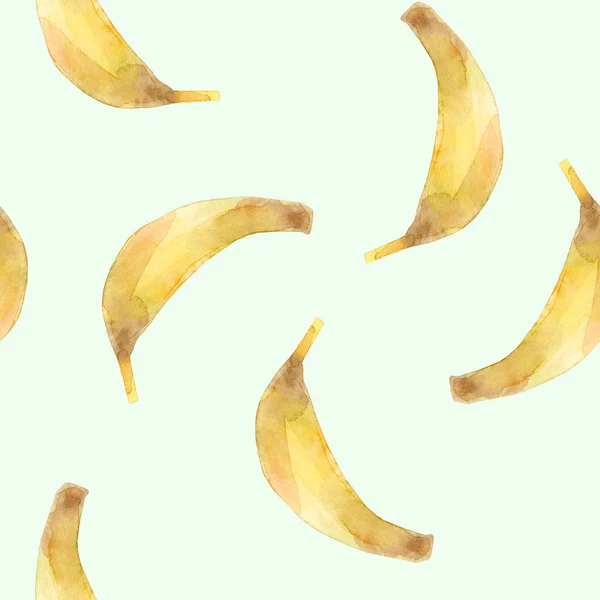 Modèle sans couture. Fruits de banane aquarelle. Illustration d'été dessinée à la main. Conception pour tissu, emballage, textile, couverture, papier — Photo