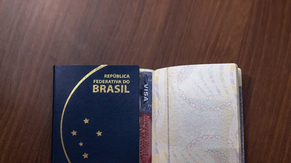 Passaporto Brasiliano Con Visto Americano Brasile Stati Uniti — Foto Stock