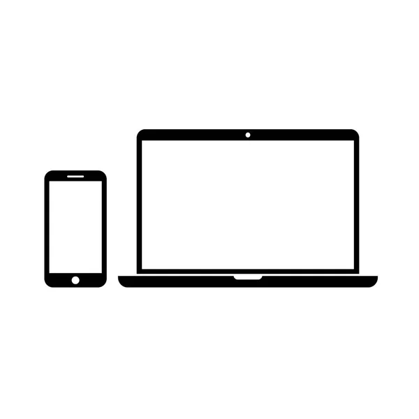 Smartphone Laptop Met Lege Schermen Vector Illustratie Eenvoudige Vlakke Stijl Stockvector