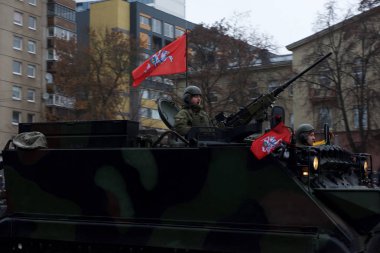 Vilnius, Litvanya-Kasım 24,2018: Vilnius, Litvanya, Baltık ülkeleri başkenti festival geçit ve Litvanyalı ordu 100 yıldönümü kutlamaları