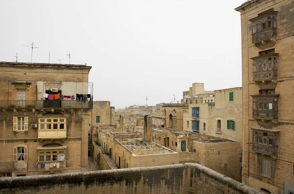 Střecha Vallettě Hlavní Město Malty Nejlepší Výhled Valletta Město Oblačivém — Stock fotografie