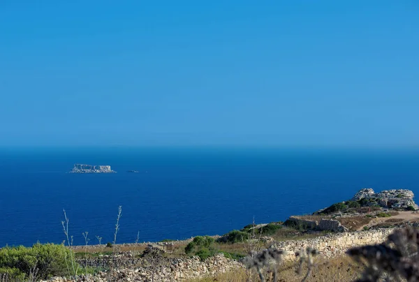 Filfla Island Varma Solnedgången Timmar Malta Cavern Den Södra Kusten — Stockfoto