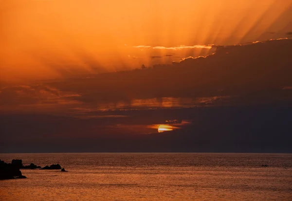 Natural Sunset Sunrise Sea Ocean Cargo Shipping Background Brilhante Céu — Fotografia de Stock