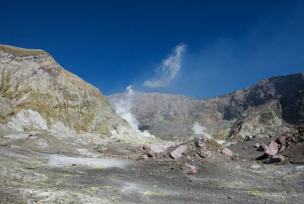 Vista Isla Blanca Whakaari Estratovolcán Andesita Activo Situado Costa Este — Foto de Stock