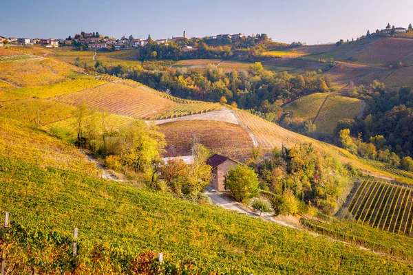 Malowniczy Widok Langhe Jesienią Piemont Włochy — Zdjęcie stockowe