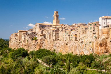 Pitigliano, Toscana, İtalya panoramik görünümü