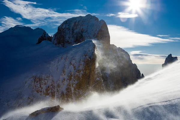 Snöstorm Pale San Martino Dolomiter — Stockfoto