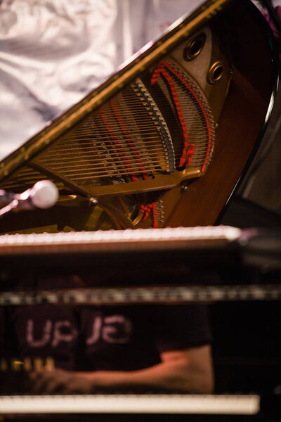 Jazz piano, close up view