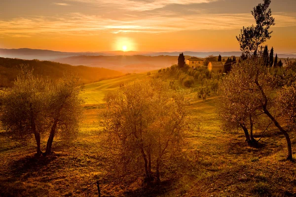 Vista Incrível Val Orcia Valdorcia Região Toscana Itália Central — Fotografia de Stock