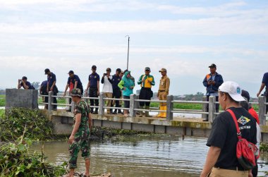 30 Ocak 2018, Endonezya, Batang / Jawa Tengah Hamamböceklerinden nehri temizleyin.