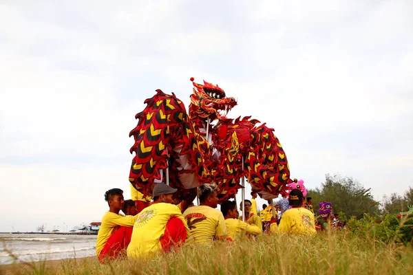 Peh Cun Barongsai Dragon Boat Burning Parmi Les Indonésiens Origine — Photo