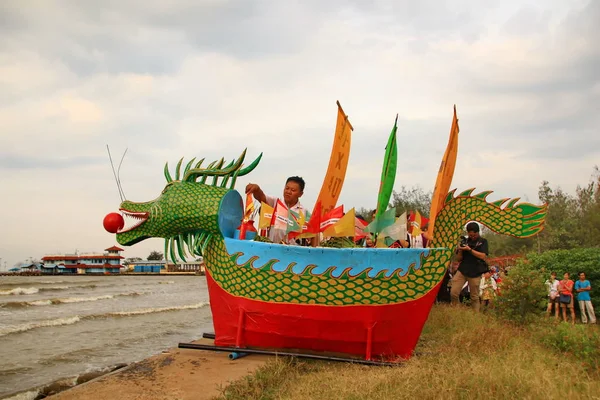 Peh Cun Barongsai Barco Dragão Queimando Entre Indonésios Ascendência Chinesa — Fotografia de Stock