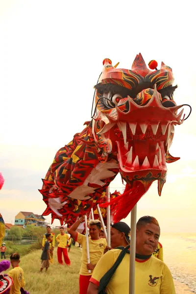 Peh Cun Barongsai Dragon Boat Burning Parmi Les Indonésiens Origine — Photo