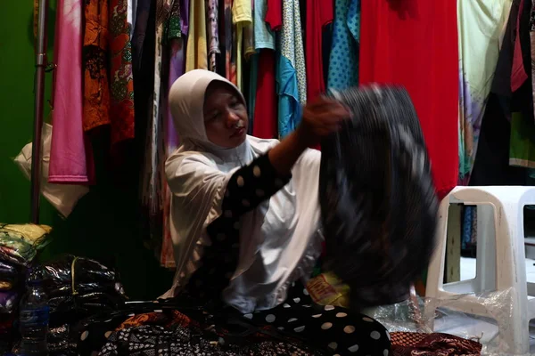 Atmosferę Hurtowni Batik Setono Pekalongan Rynku Który Jest Największym Tradycyjnym — Zdjęcie stockowe
