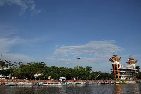 Menara Pandang Banjarmasin Banjarmasin Şehrinin Turistik Yerlerinden Biridir Kulede Şehrin — Stok fotoğraf