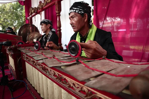 Batang Central Java Indonesia April 2019 Gamelan Players Action Performance — стоковое фото