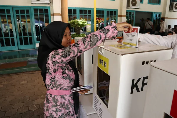 Batang Giava Centrale Indonesia Marzo 2019 Gli Elettori Alle Elezioni — Foto Stock