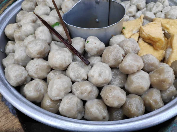 Bakso Mest Populære Gatematene Både Indonesiske Byer Landsbyer Reisende Gateselgere – stockfoto