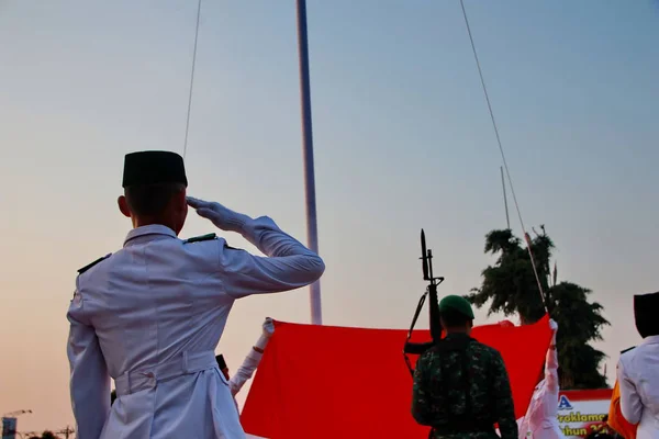 Batumi Jawa Środkowa Indonezja Sierpnia 2019 Paskibraka Indonezyjska Flaga Raiser — Zdjęcie stockowe